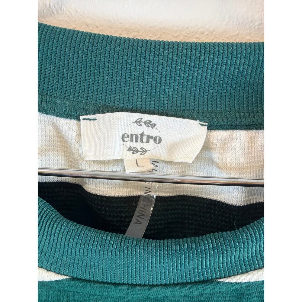 Entro 
Forest Green Stripe Cap Sleeve Mini Dress - - Picture 2 of 4